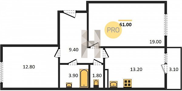 Продается 2-комн. квартира, 60.9 м², ЖК Красная площадь Ромекс, 