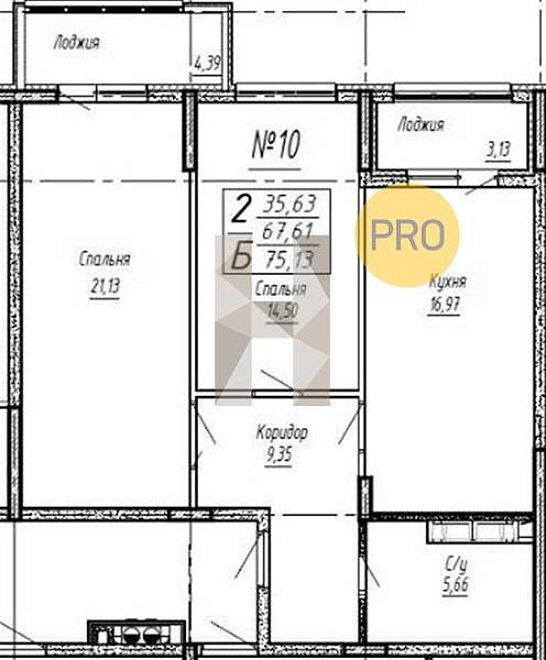 Продается 2-комн. квартира, 74.97 м², ЖК Спутник, 