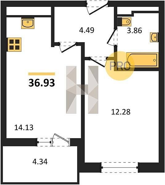 Продается 1-комн. квартира, 36.93 м², ЖК Теплые Края, 