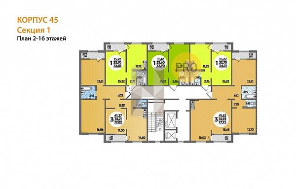 1-комн. квартира, 34.11 м², ЖК Восточно-Кругликовский (№133090)