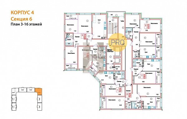 3-комн. квартира, 85.02 м², ЖК Гарантия на Обрывной (№132532)