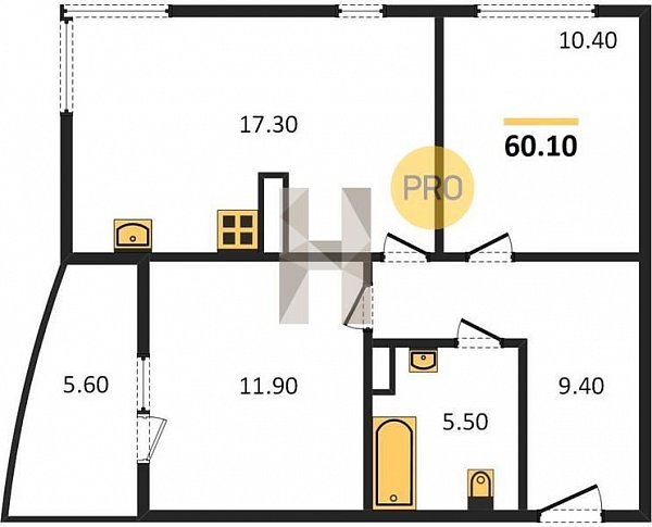 Продается 2-комн. квартира, 60.1 м², ЖК Самолет-4, 