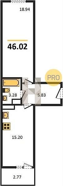 Продается 1-комн. квартира, 46.02 м², ЖК Событие, 