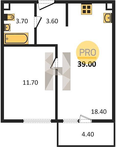 Продается 1-комн. квартира, 39 м², ЖК Отражение, 