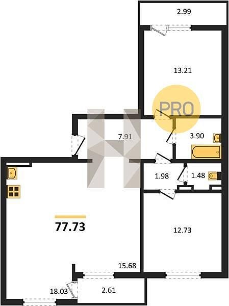 Продается 3-комн. квартира, 77.73 м², ЖК Восточно-Кругликовский, 