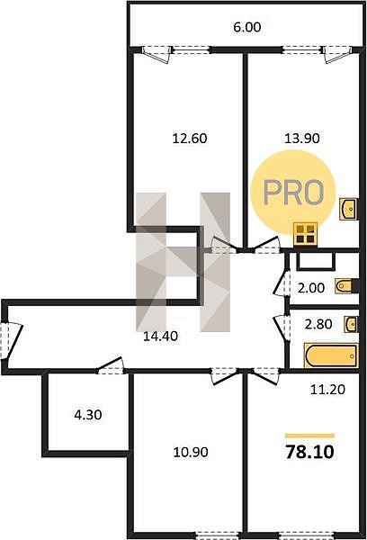 Продается 3-комн. квартира, 78 м², ЖК Самолет-5, 