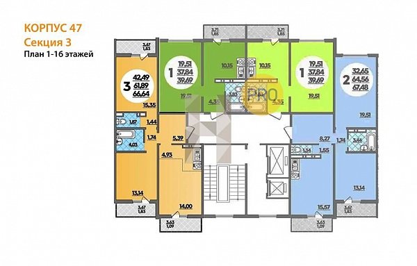 2-комн. квартира, 66.64 м², ЖК Восточно-Кругликовский (№133475)
