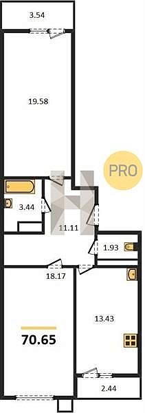 Продается 2-комн. квартира, 70.65 м², ЖК Дом на Московской, 