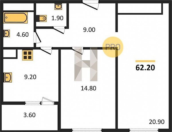 Продается 2-комн. квартира, 62.2 м², ЖК ЮГГЕ, 