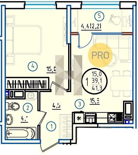 Продается 1-комн. квартира, 41.3 м², ЖК Первое Место, 