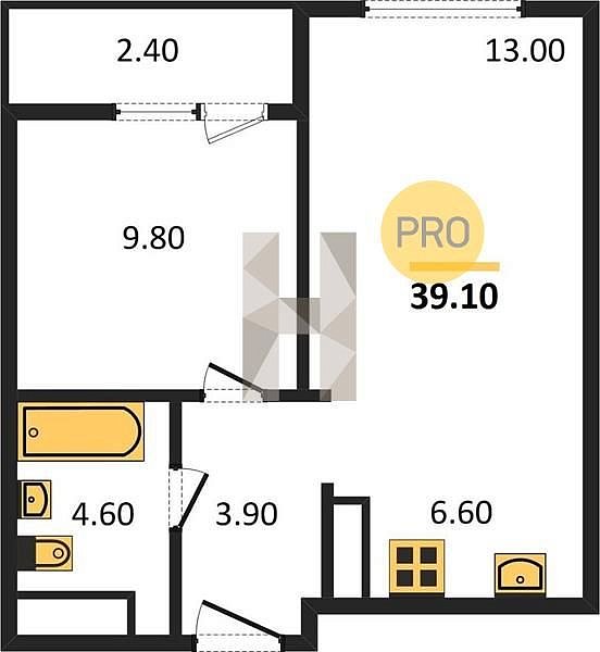 Продается 1-комн. квартира, 39.1 м², ЖК ЮГГЕ, 