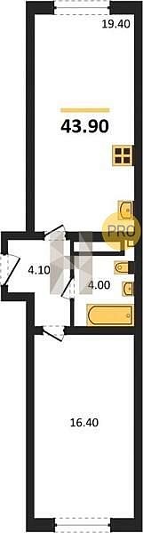 Продается 1-комн. квартира, 43.9 м², ЖК Самолет-6, 