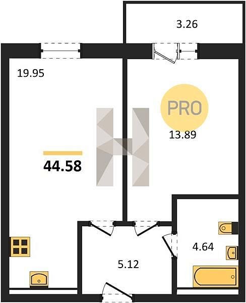 Продается 1-комн. квартира, 44.58 м², ЖК Вектор-2, 