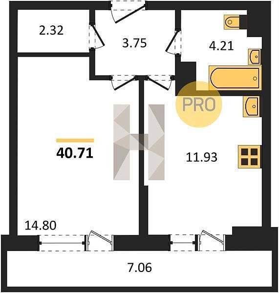 Продается 1-комн. квартира, 40.71 м², ЖК Левада, 
