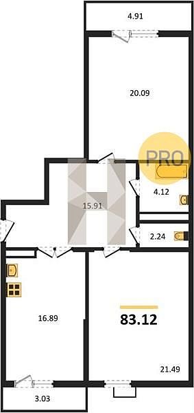Продается 2-комн. квартира, 83.12 м², ЖК Режиссёр, 