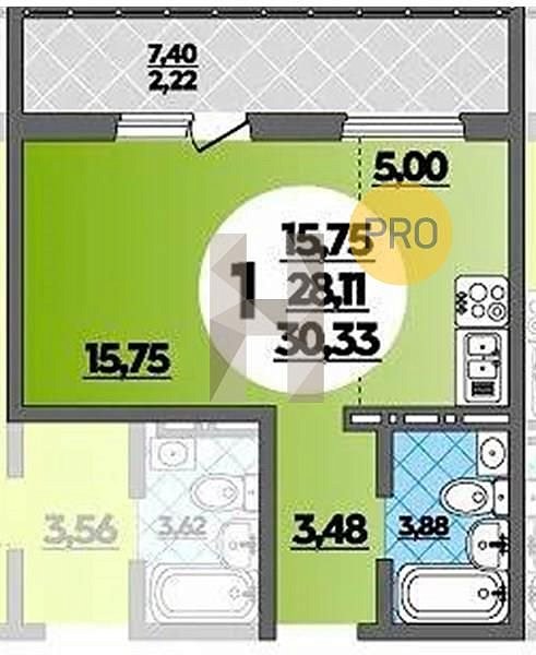 Продается Студия, 30.33 м², ЖК Восточно-Кругликовский,