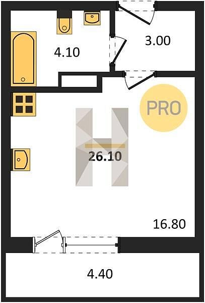 Продается Студия, 26.1 м², ЖК Сармат, 