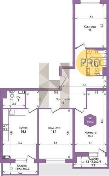 Продается 3-комн. квартира, 89.5 м², ЖК Жилой квартал Бауинвест, 