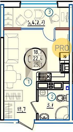 Продается Студия, 25.1 м², ЖК Первое Место, 