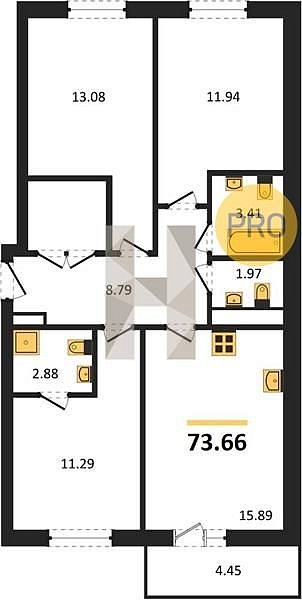 Продается 3-комн. квартира, 73.66 м², ЖК Теплые Края, 