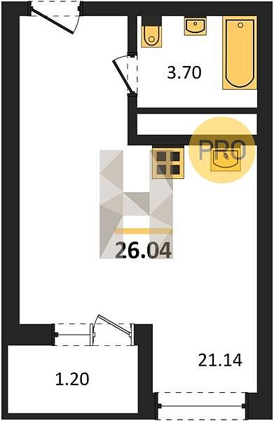 Продается Студия, 26.04 м², ЖК Славянка,
