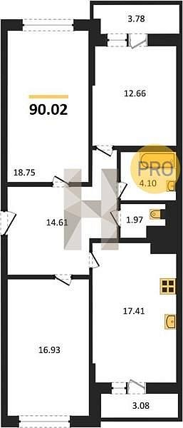 Продается 3-комн. квартира, 90.02 м², ЖК Левада, 
