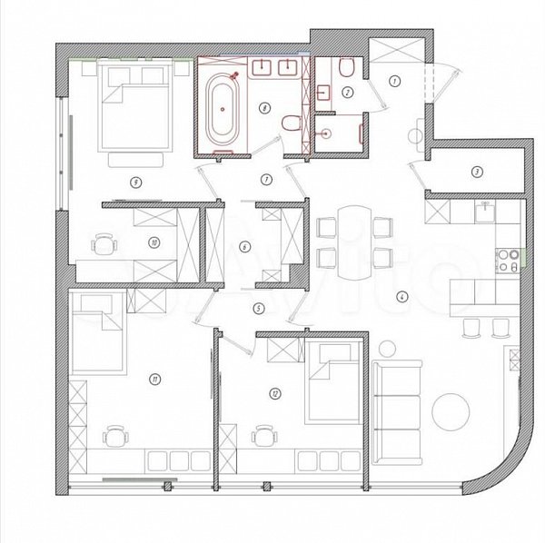 4-комн квартира, 104 м², р-н Немецкая деревня (№128076)
