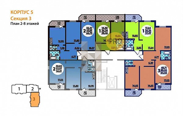 2-комн. квартира, 66.75 м², ЖК Молодежный-2 (№133313)