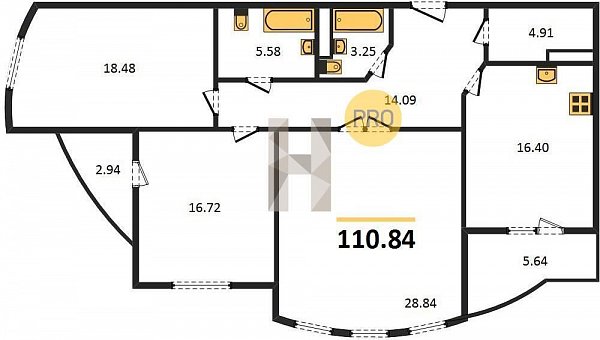Продается 3-комн. квартира, 110.84 м², ЖК Режиссёр, 