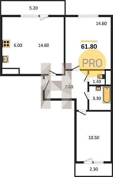 Продается 2-комн. квартира, 61.8 м², ЖК Ракурс, 