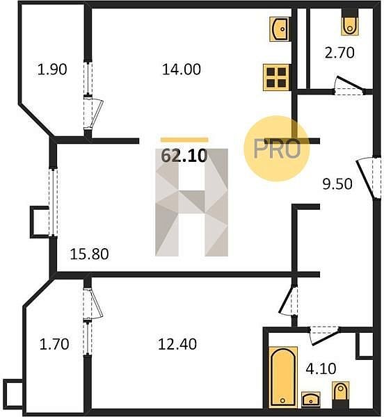 Продается 1-комн. квартира, 62.1 м², ЖК СказкаГрад, 