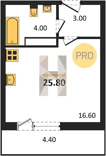 Продается Студия, 25.8 м², ЖК Сармат, 