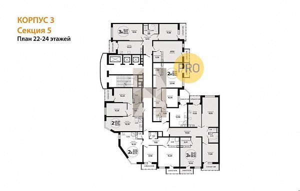 2-комн. квартира, 53.54 м², ЖК Гулливер (№133414)