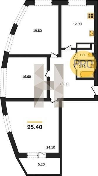 Продается 3-комн. квартира, 95.4 м², ЖК Fresh, 