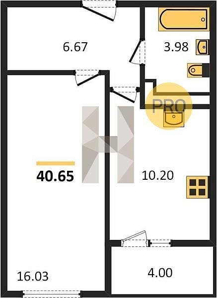 Продается 1-комн. квартира, 40.65 м², ЖК Хорошая Погода, 