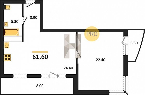 Продается 1-комн. квартира, 61.6 м², ЖК Зеленодар, 