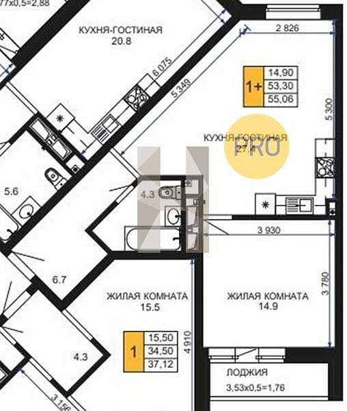 Продается 1-комн. квартира, 55.06 м², ЖК Сегодня, 