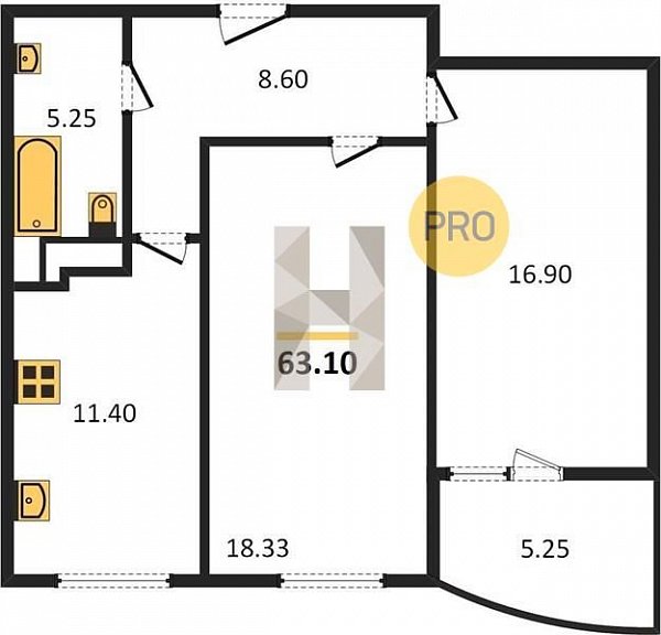 Продается 2-комн. квартира, 63.1 м², ЖК Россинский Парк, 
