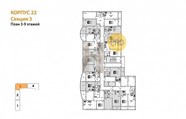 3-комн. квартира, 75.1 м², ЖК Самолет-4 (№132059)