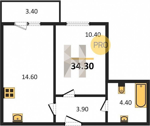 Продается 1-комн. квартира, 34.3 м², ЖК ДарГрад, 