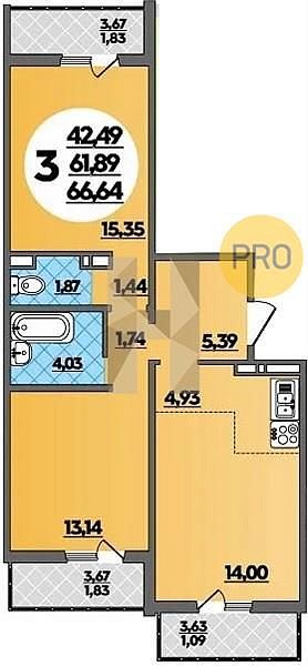 Продается 2-комн. квартира, 66.64 м², ЖК Восточно-Кругликовский, 