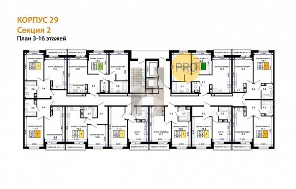 2-комн. квартира, 54.4 м², ЖК Дыхание (№133597)