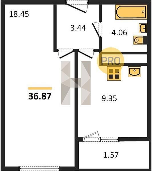 Продается 1-комн. квартира, 36.87 м², ЖК Славянка, 