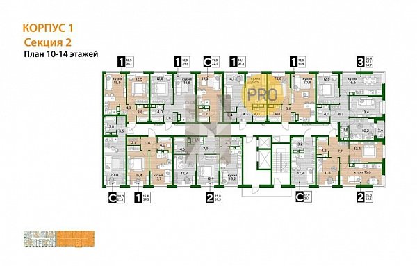 1-комн. квартира, 41.4 м², ЖК Догма Парк (№132778)