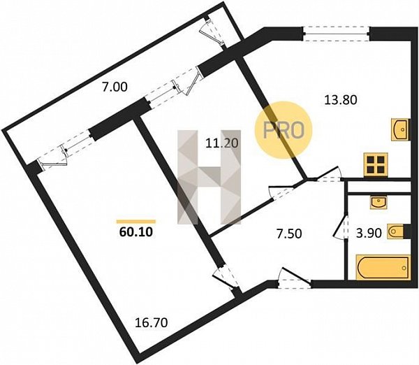 Продается 2-комн. квартира, 60.1 м², ЖК Рекорд-2, 