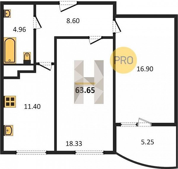 Продается 2-комн. квартира, 63.65 м², ЖК Россинский Парк, 