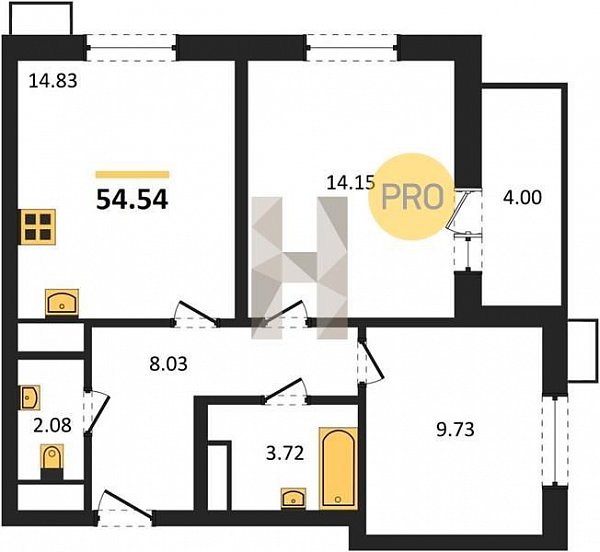 Продается 2-комн. квартира, 54.54 м², ЖК Римские каникулы, 