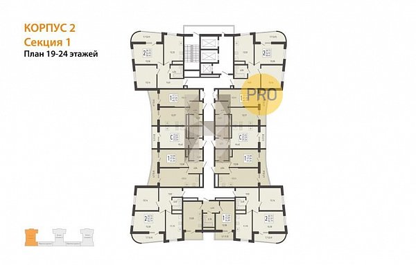 2-комн. квартира, 56.19 м², ЖК Огурцы (№132404)