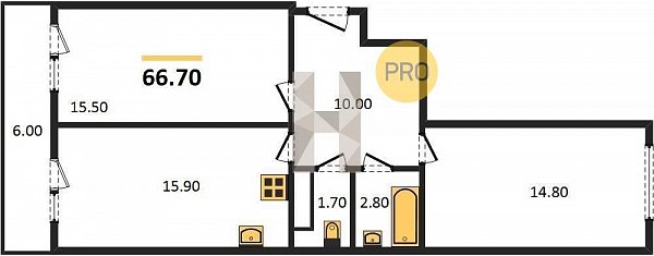 Продается 2-комн. квартира, 66.7 м², ЖК Самолет-5, 