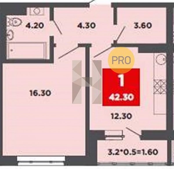 Продается 1-комн. квартира, 42.1 м², ЖК Красная площадь Ромекс, 